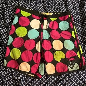 Roxy swim shorts with multi color polka dots size 4
